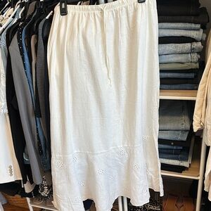 Zara Cream Maxi A-line Skirt with High-low Hem